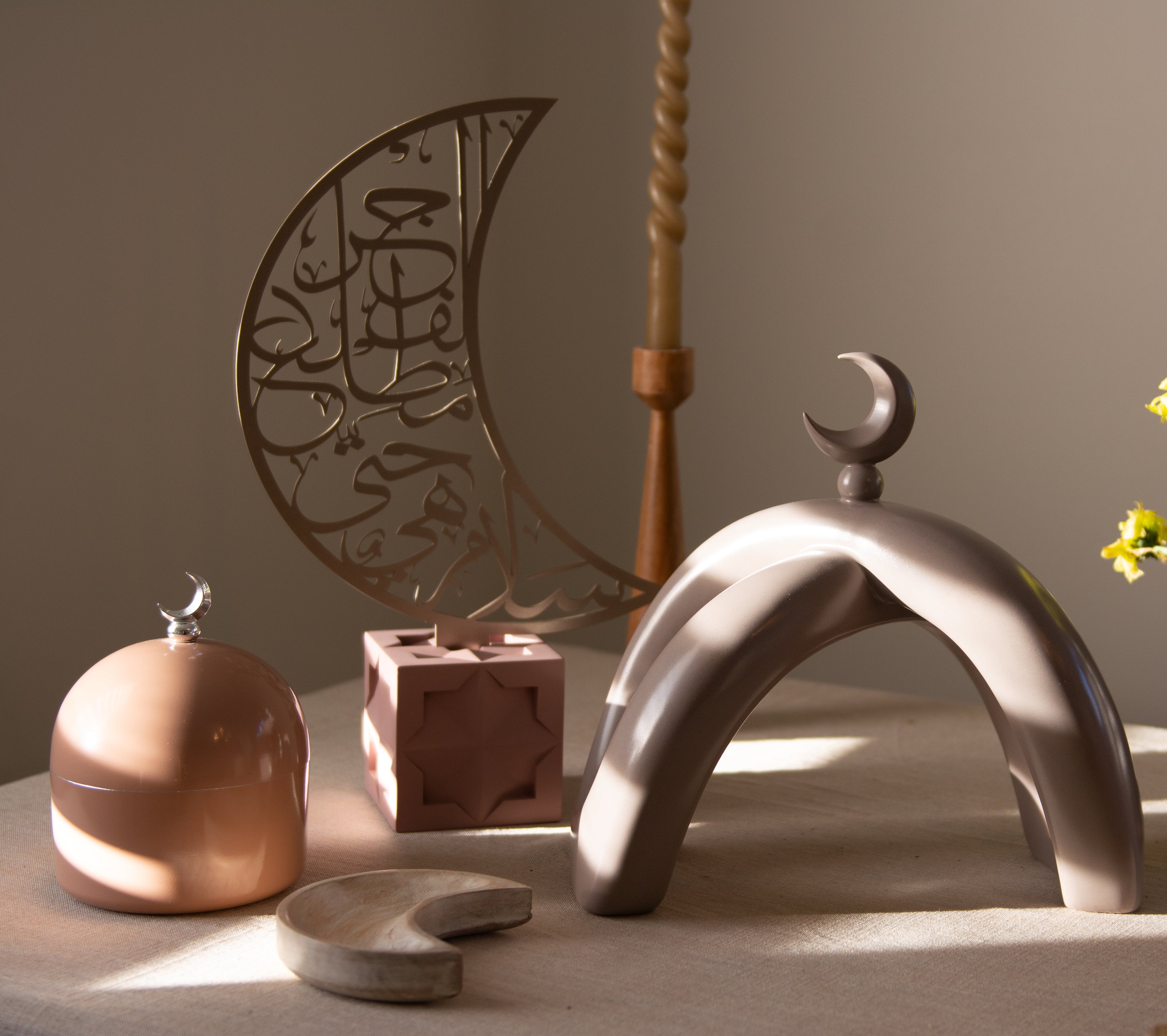 Islamic Geometric Base/Candle Holder - Cube/Pink