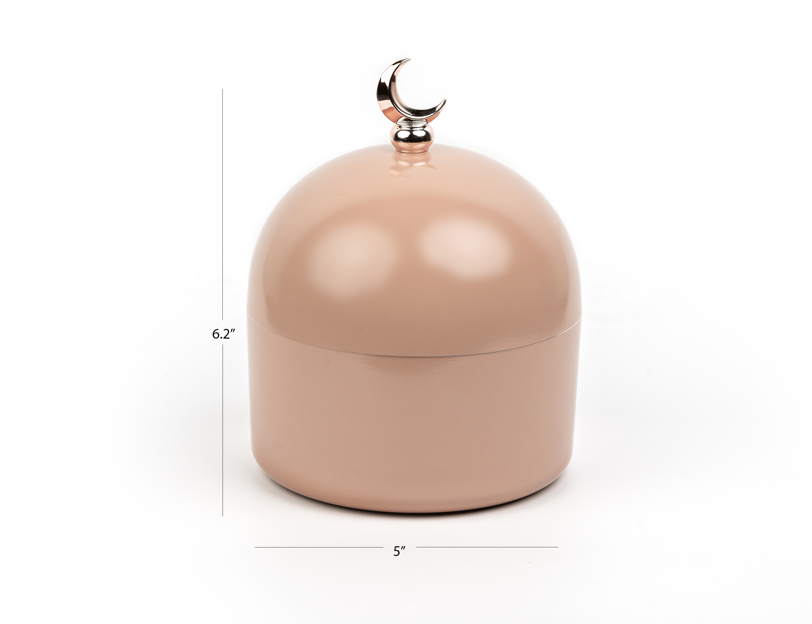 Terracota Rose Moon Dome Jar with Silver Crescent Ramadan and Eid Gifts with Dimension