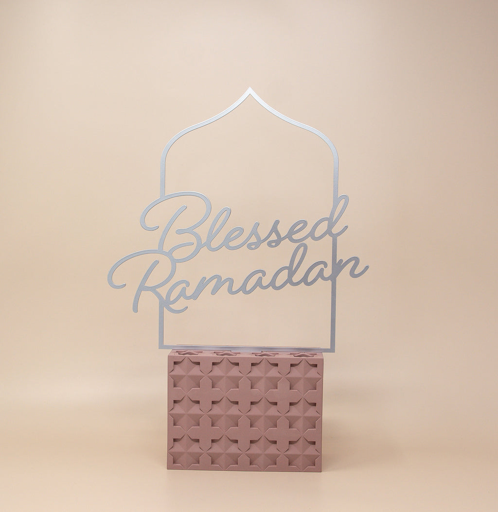 Blessed Ramadan English Calligraphy - Silver