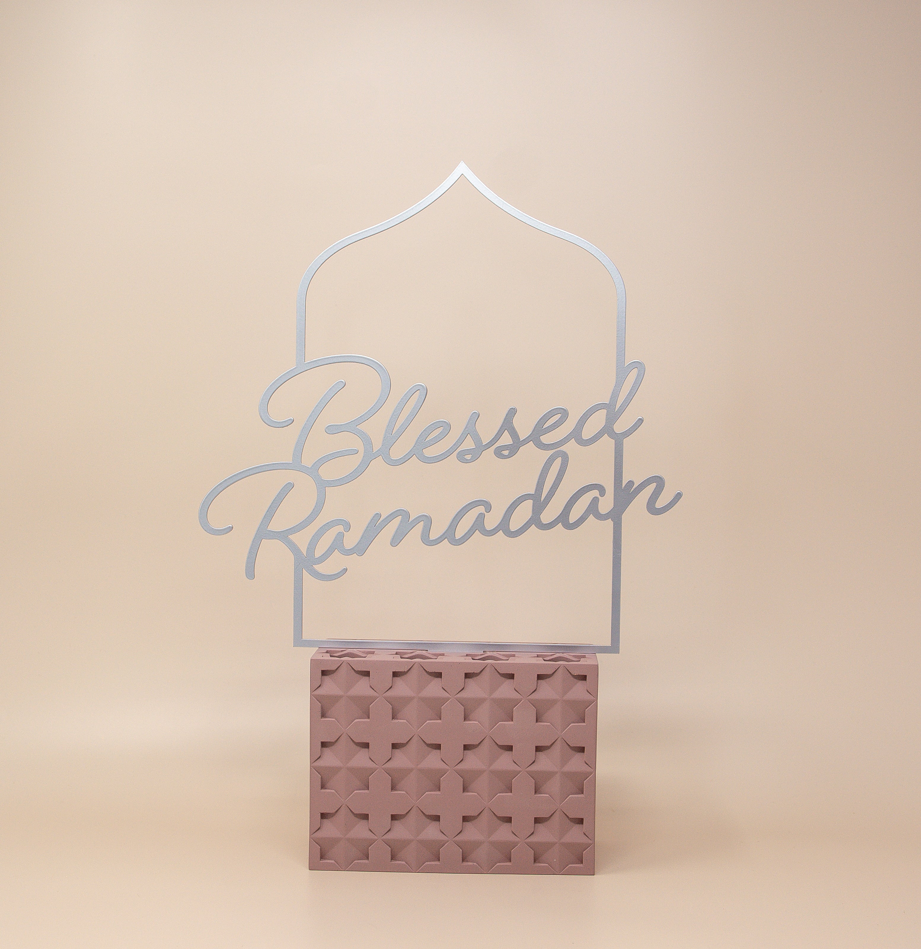 Blessed Ramadan English Calligraphy - Silver