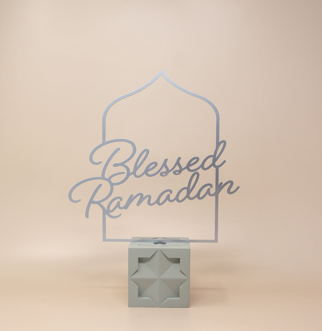Blessed Ramadan English Calligraphy - Silver