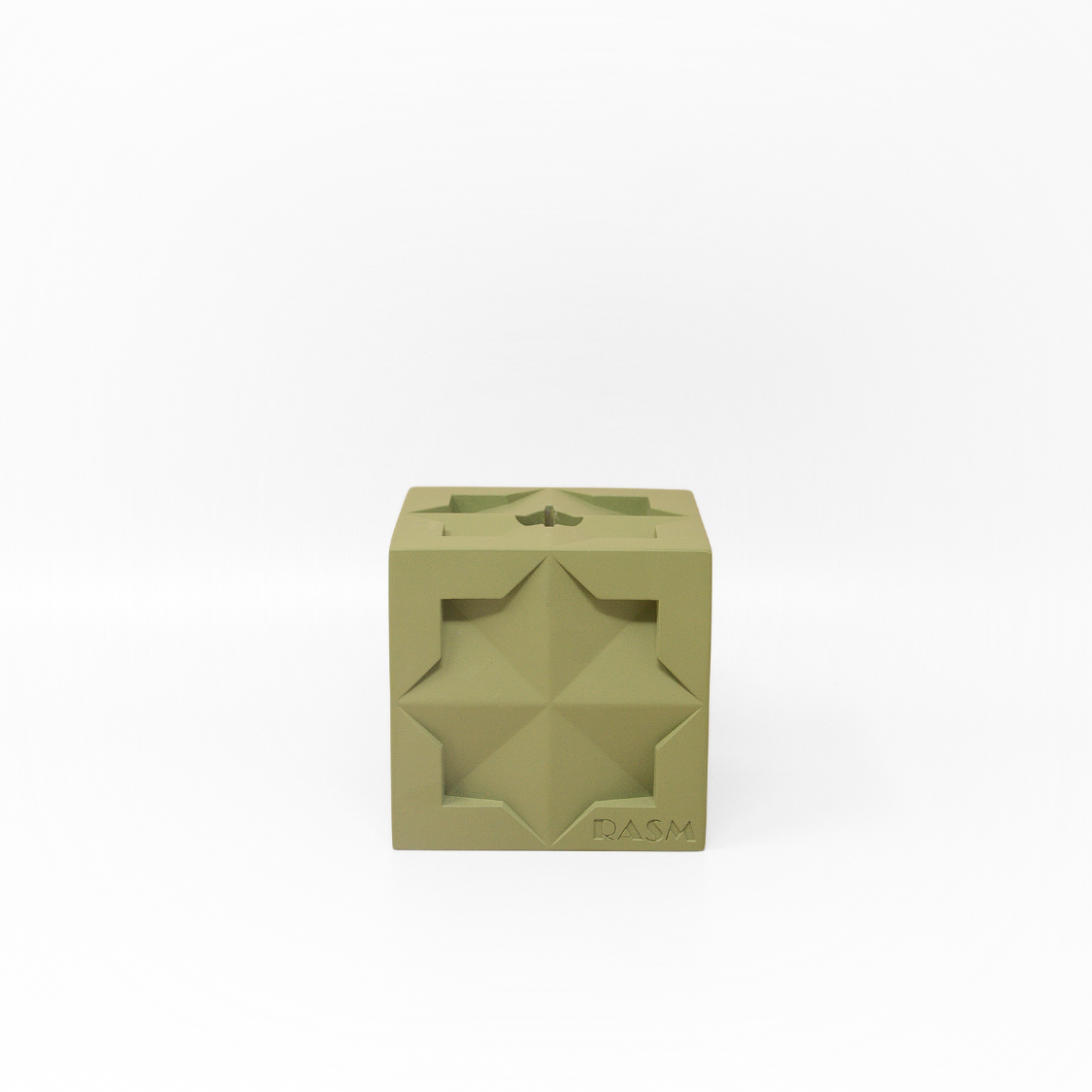 Islamic Geometric Base/Candle Holder - Cube/Green