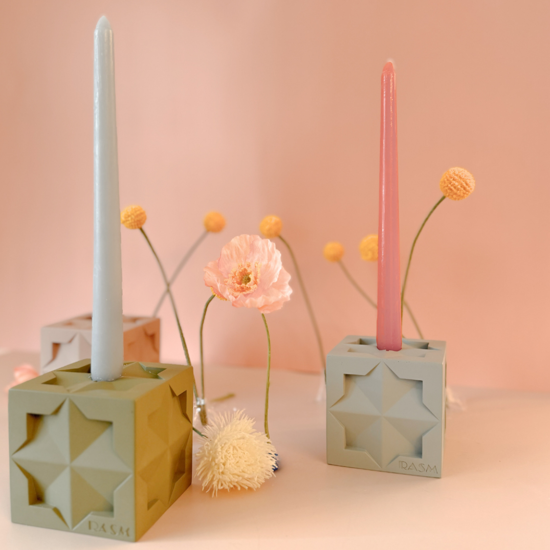 Islamic Geometric Base/Candle Holder - Cube/Green