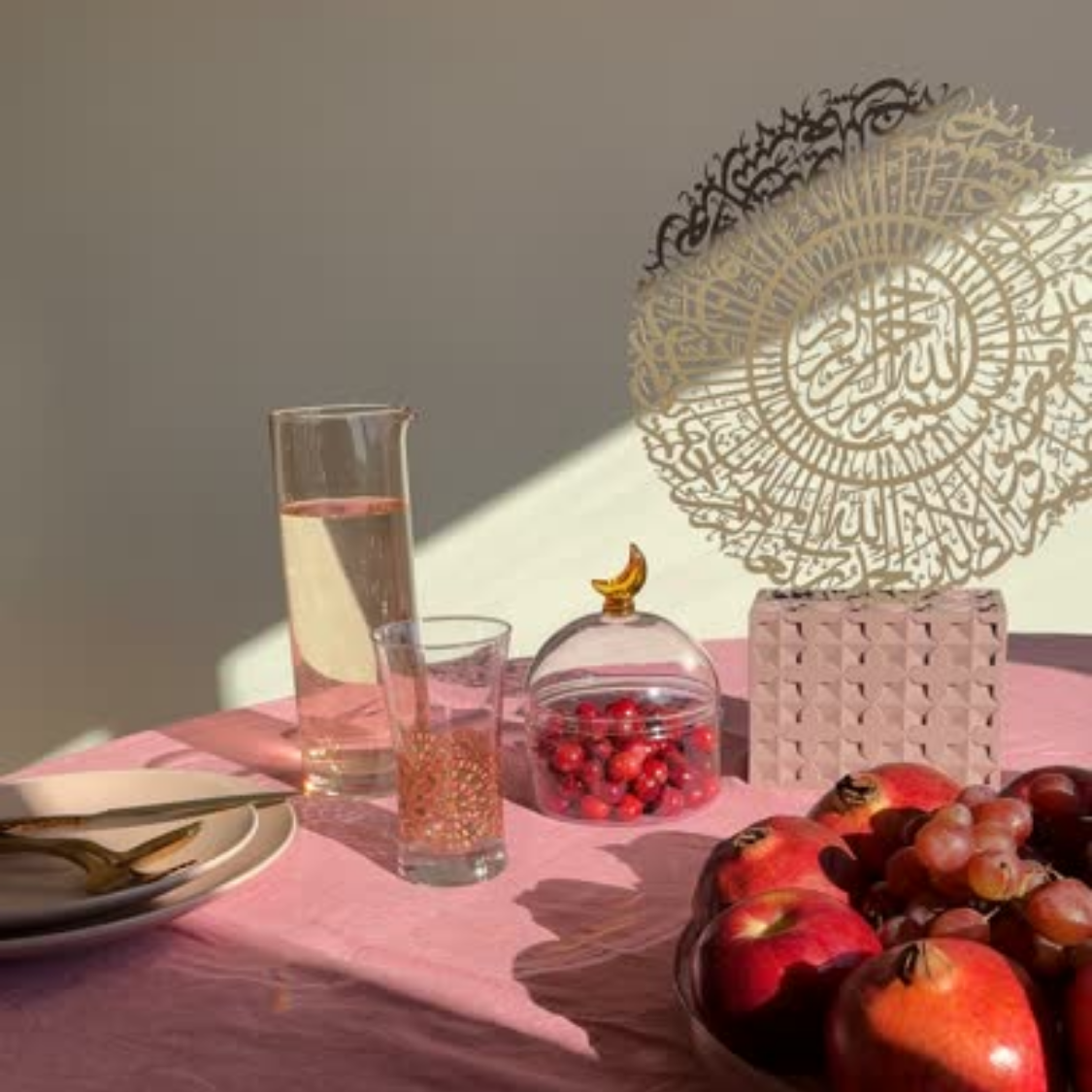 Islamic Geometric Base/Candle Holder - Rectangle/Pink