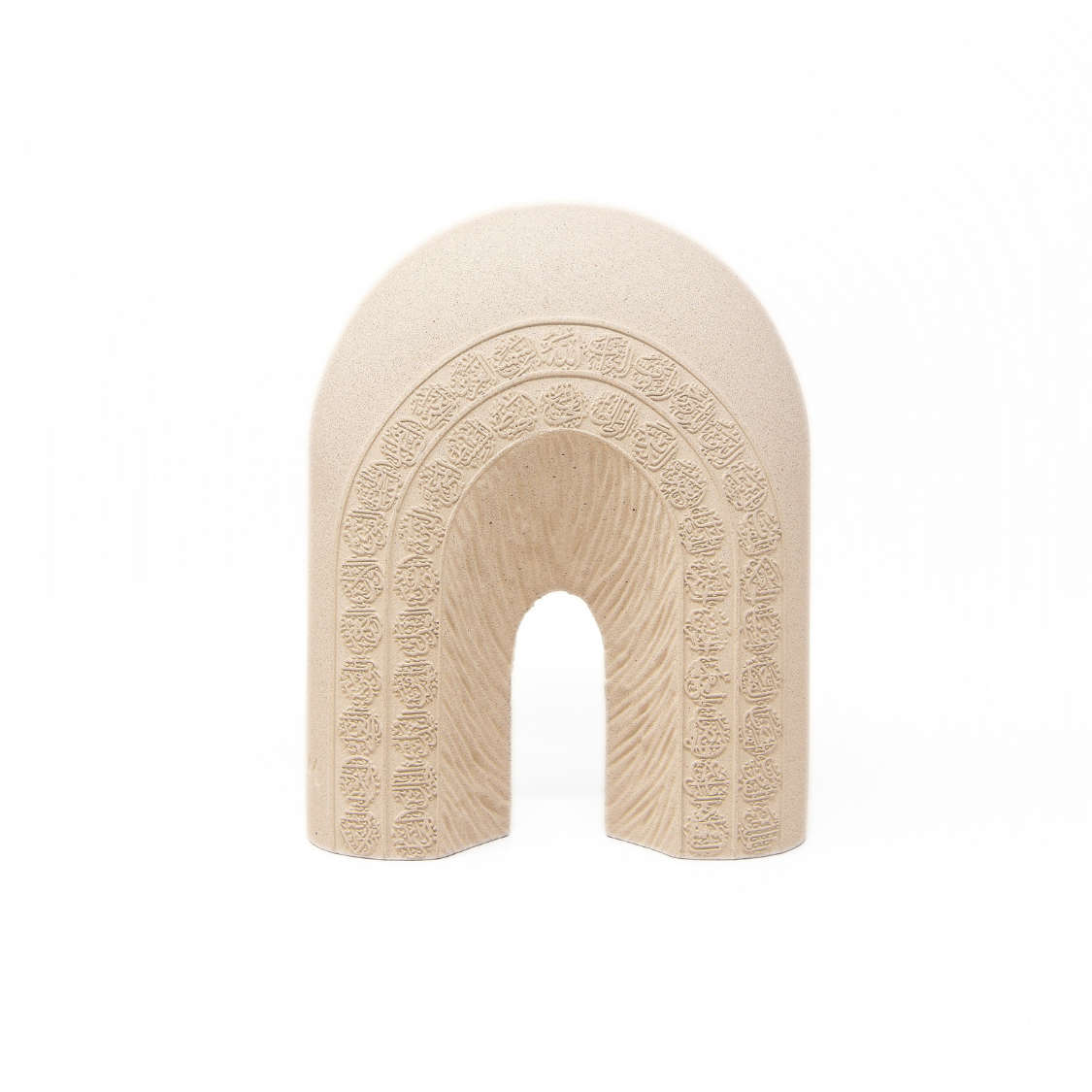 Calligraphy Arch Al-Asma-ul-Husna (Names of Allah) Base/ Sculpture Natural Beige