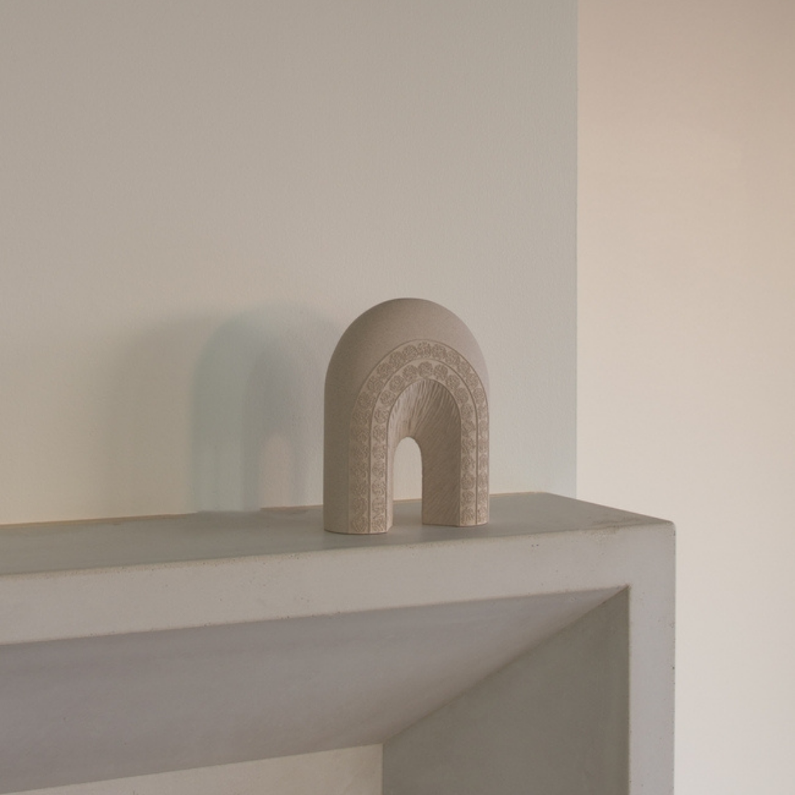 Calligraphy Arch Al-Asma-ul-Husna (Names of Allah) Base/ Sculpture Natural Beige