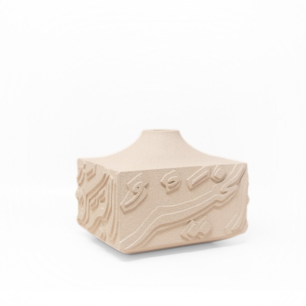 Artisan Calligraphy Base/Candle Holder Off-White