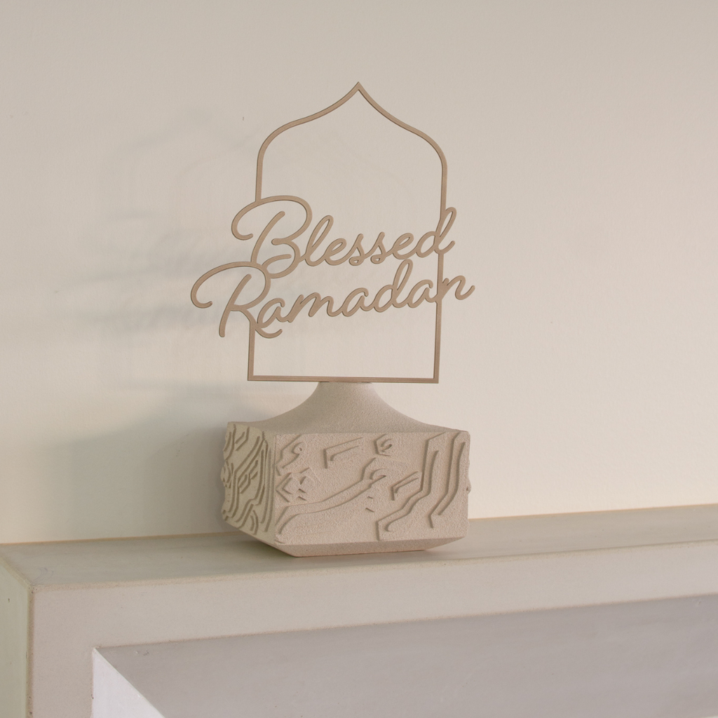 Artisan Calligraphy Base/Candle Holder Off-White