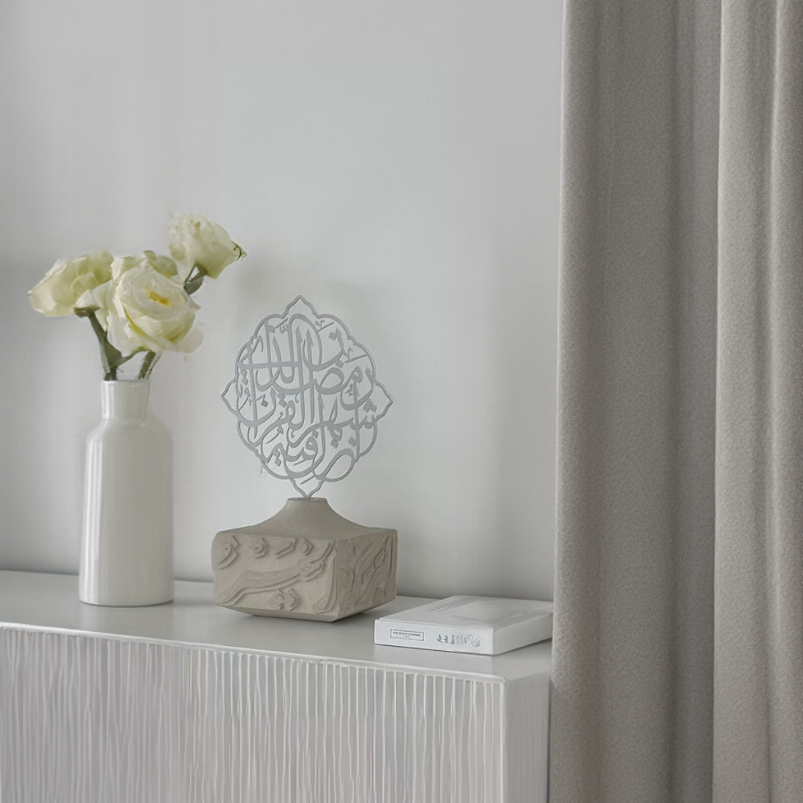 Artisan Calligraphy Base/Candle Holder Off-White