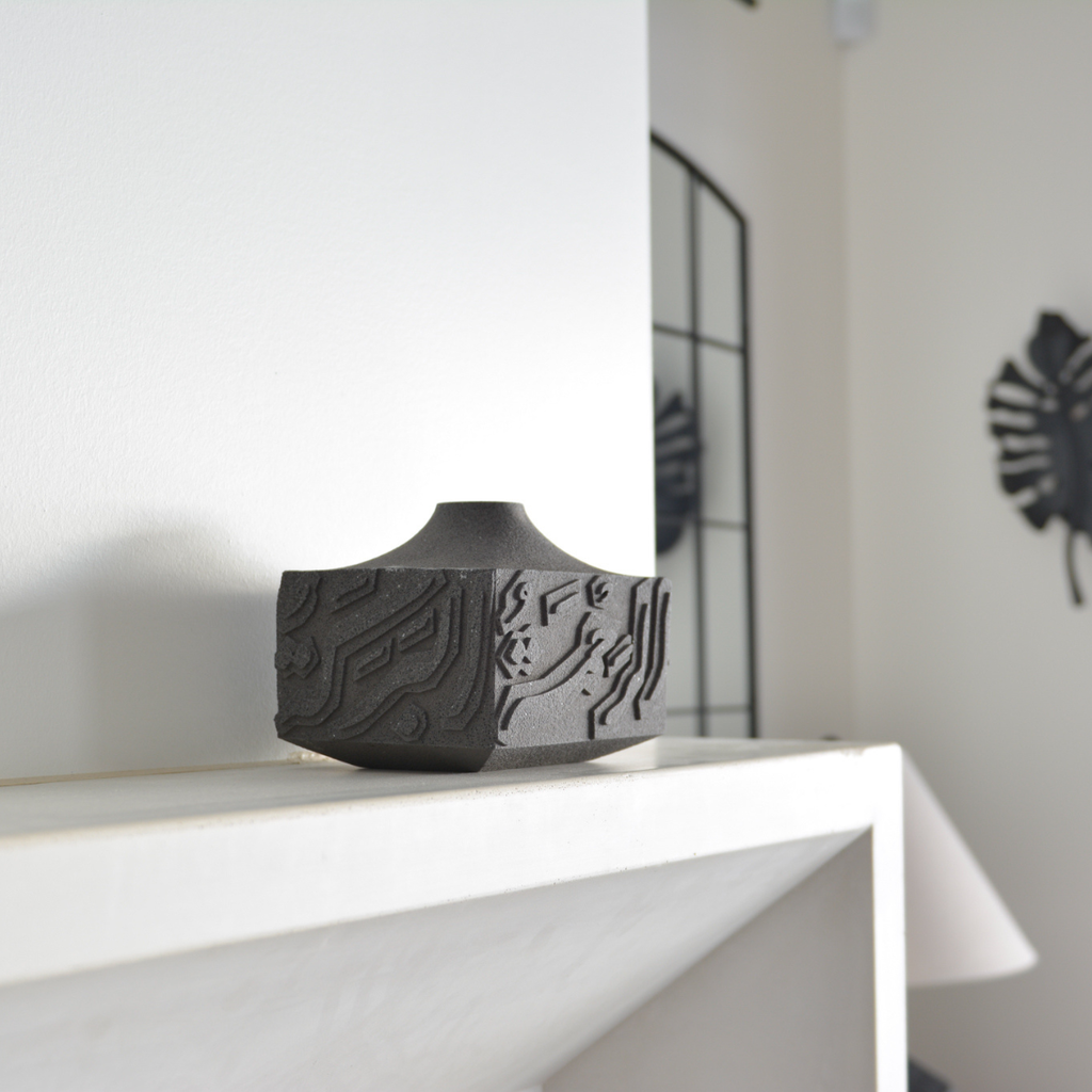 Artisan Calligraphy Base/Candle Holder Graphite / Charcoal