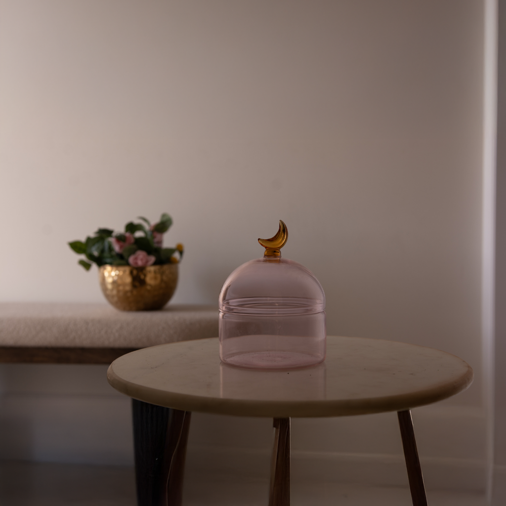Glass Moon Dome Jar - Cotton Candy