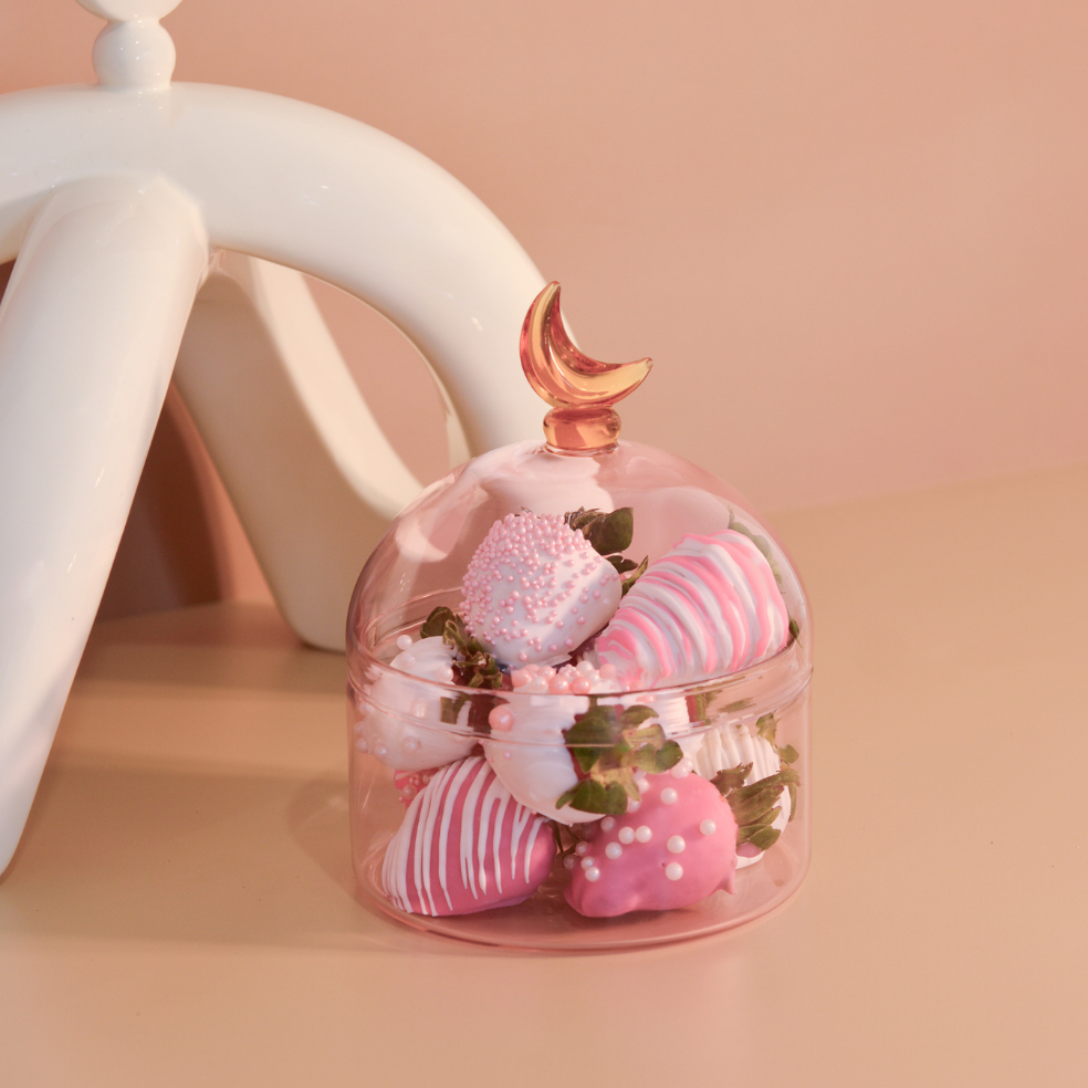 Glass Moon Dome Jar - Cotton Candy