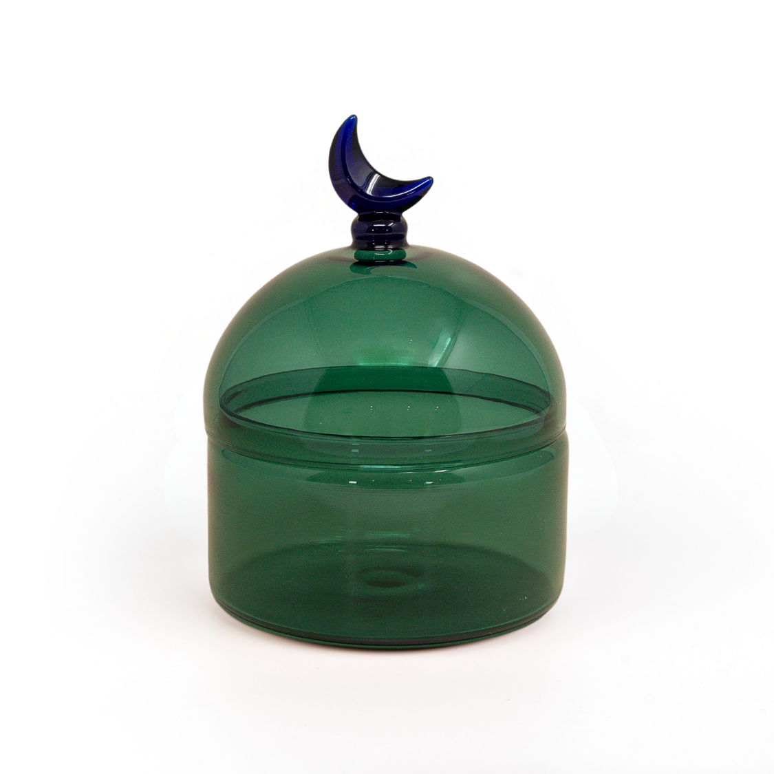 Glass Moon Dome Jar - Teal Luna