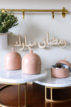 Terracotta Rose Moon Dome Jar filled with sweet treats used as Ramadan decoration