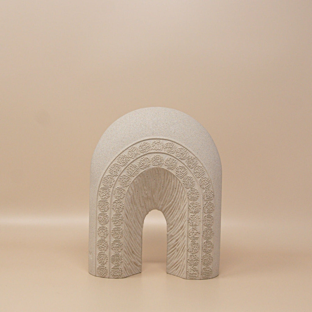 Calligraphy Arch Al-Asma-ul-Husna (Names of Allah) Base/ Sculpture Natural Beige