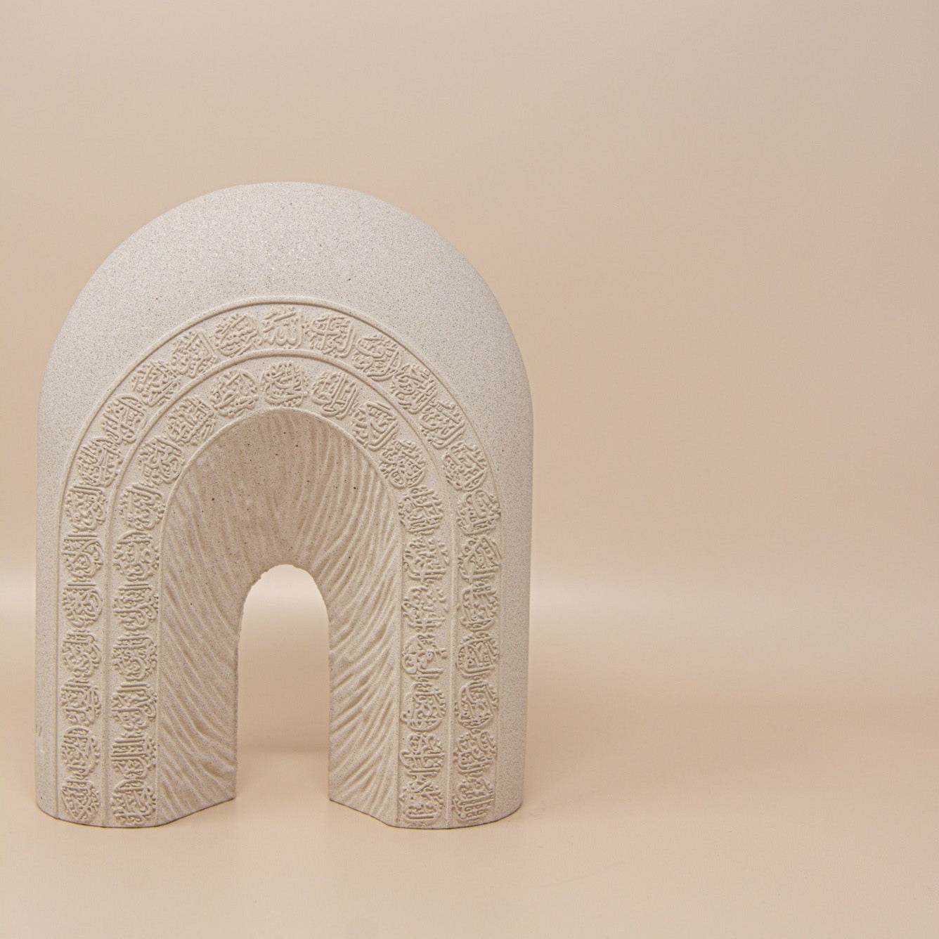 Calligraphy Arch Al-Asma-ul-Husna (Names of Allah) Base/ Sculpture Natural Beige