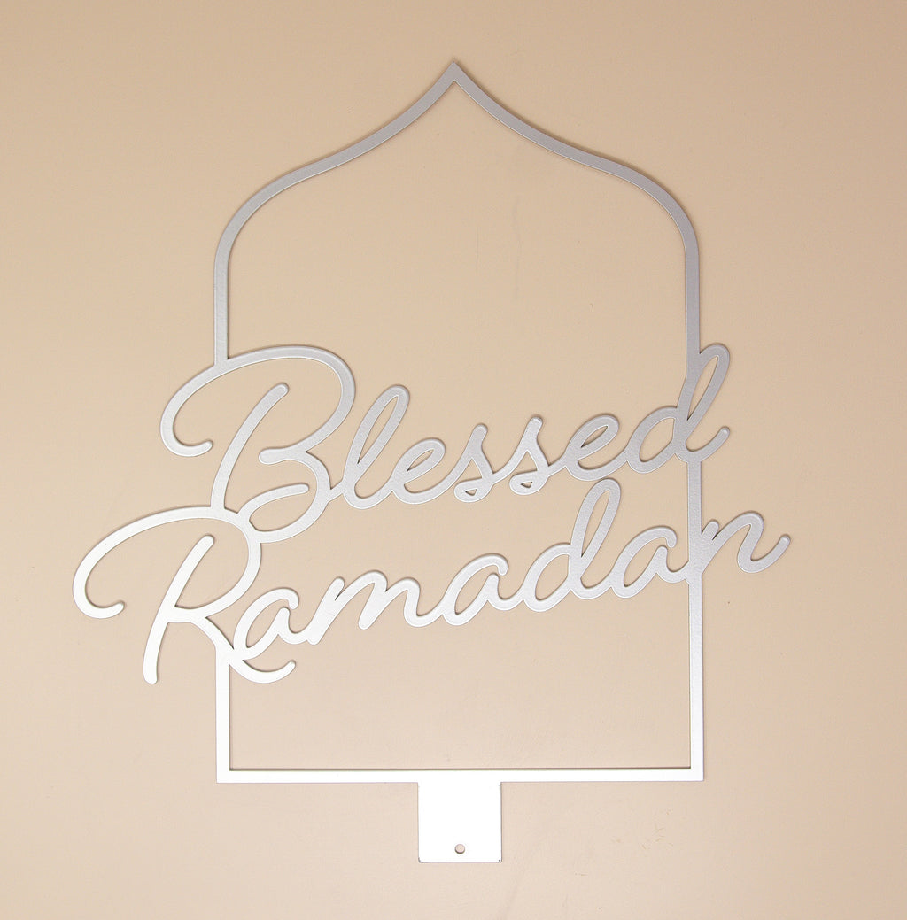 Blessed Ramadan English Calligraphy - Silver